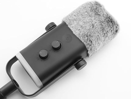 LEFXMOPHY Windscreen for FIFINE AM8 Microphone, Grey Furry Wind Muff Pop Filter