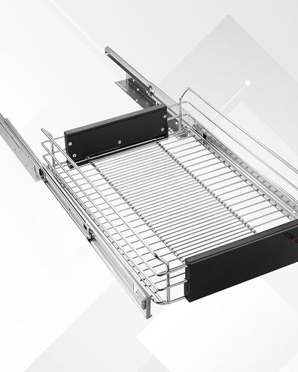 STORKING Expandable Pull Out Cabinet Organizer, Slide Out Drawers for Kitchen Cabinets, Heavy Duty Storage Drawers, Chrome Plated Cabinet Wire Shelf, Adjustable Width 12.5~20.2" W x 17.3" D