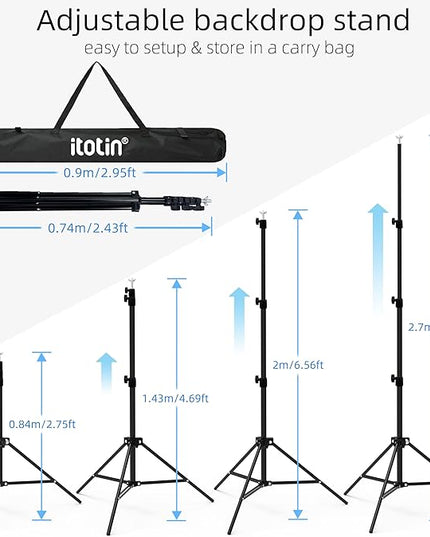 Photo Backdrop Stand, 10x9ft(WxH) Adjustable Photography Backdrop Stand, Aluminum Alloy Studio Photo Background Stand Support System for Party, Wedding, Photography, Advertising Display