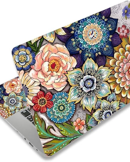 Laptop Skin Sticker Decal,12" 13" 13.3" 14" 15" 15.4" 15.6 inch Laptop Vinyl Skin Sticker Cover Art Protector Notebook PC (2 Wrist Pad Skins Included), Decorative Waterproof Removable, Colorful Flower