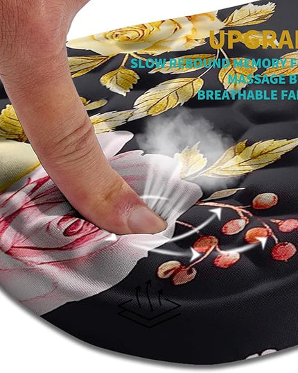 Hokafenle Ergonomic Mouse Pad Wrist Support, Wrist Rest Mousepad for Carpal Tunnel Pain Relief with Integrated Memory Foam Slope Massage Bulge (11.8x7.9 inch,Golden Powder Flower