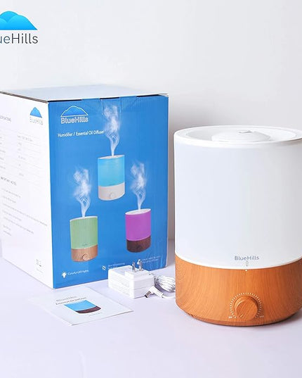 BlueHills Premium 4000 ML XL Essential Oil Diffusers - 70 Hour Run Aromatherapy Diffuser & Air Humidifier Mist for Large Room 7 LED Colors Oil Big Diffuser Essential Oils for Home w/Auto Shut Off E403