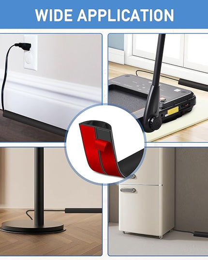 Floor Cord Cover Self Adhesive Cord Hider Floor Extension Cord Covers for Floor Power Cord Protector Cable Management Prevent Cable Trips Cable Cavity 0.51" W x 0.31" H (Black, 10Ft)