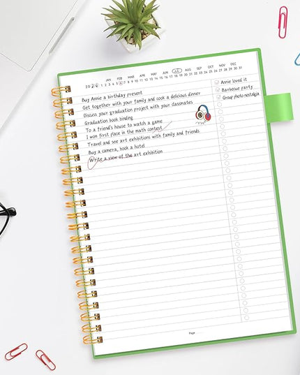 ALLTREE To Do List Notepad Spiral Planner, Daily Task Tracker with Wide lined Notebooks, Work Planner with Pocket, Pen Loop, 160 Pages, Green (5.5"x8.5")