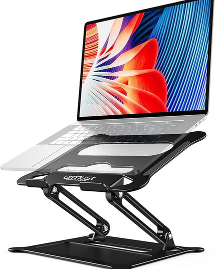 Urmust Laptop Notebook Stand Holder Adjustable Laptop Stand Portable Computer Riser Compatible with MacBook Air Pro HP Dell XPS Lenovo All Laptops 10-15.6"(Black)