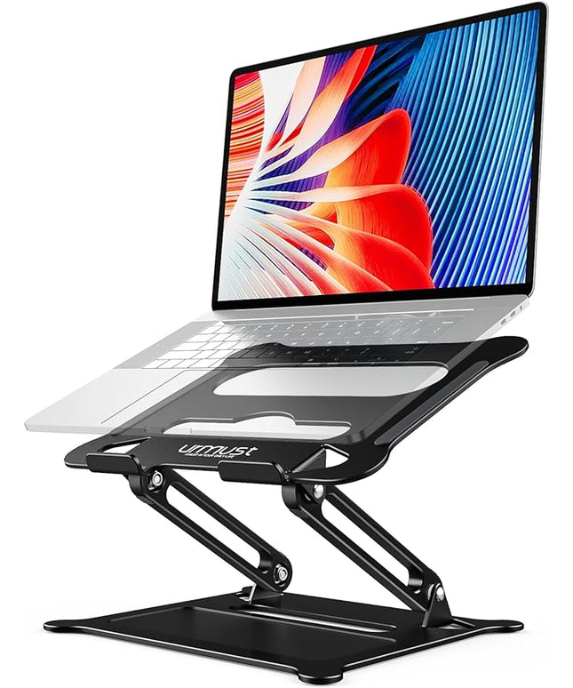 Urmust Laptop Notebook Stand Holder Adjustable Laptop Stand Portable Computer Riser Compatible with MacBook Air Pro HP Dell XPS Lenovo All Laptops 10-15.6"(Black)