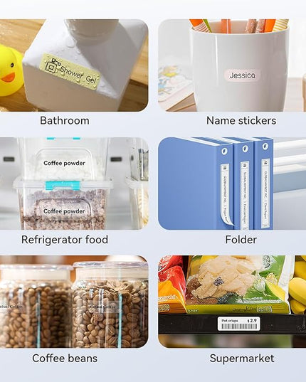 NIIMBOT Label Maker Tape for D110/D11/D101 Label Printer, Multi-Size 3Rolls Pack | 0.59'' x 1.97''White, 0.55'' x 1.57''Transparent, 0.47'' x 1.57''Zoo, for Home Office School Labeling