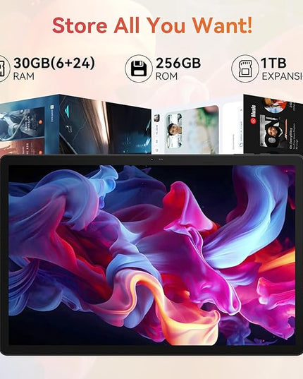 URAO Tablet｜14 inch Android 15 Tablet｜30GB RAM 256GB ROM｜1920 * 1200 IPS FHD｜10000mAh 30W Fast Charging｜Octa-core Processor｜Wi-Fi 6, BT 5.4｜Dual Camera with Keyboard｜Mouse｜Stylus｜Case｜Headphone