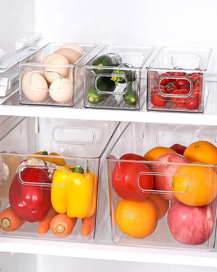 Clear Plastic Storage Bins 8 Pack - Pantry Organizers and Storage, Fridge Organizer Containers for Kitchen, Cabinet, Freezer, Bathroom, Clost, Home Organization
