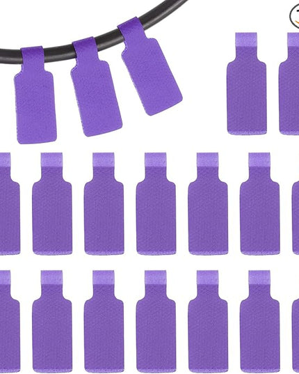 PATIKIL 16Pcs Cable Labels Tags, 1.8" Write on Wire Tags Cord Labels Hook Loop Rectangle Cable Ties for Electronics Organize Wire Classify Identification Management, Purple