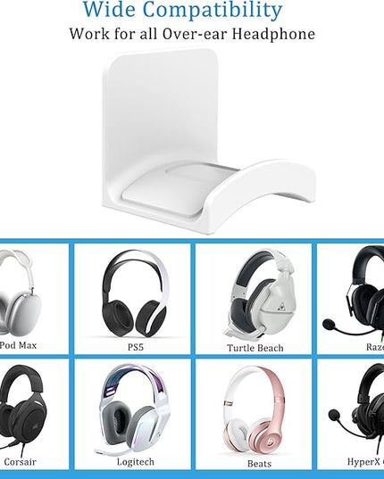 SOKUSIN Headphone Stand Headset Holder - Adhesive Gaming Earphones Hanger, Universal Desk Wall Mount Hook for All Headphone/Controller, Compatible with Beats, AirPods Max,Sony, JBL (White-2PCS)