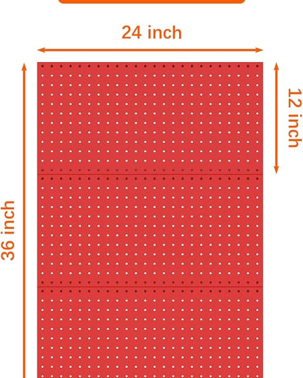 TORACK 3 PCS Metal Pegboard Panels(12x24 inch) for Wall Garage Tools Storage Pegboard System for Workbench, Modular Peg Board Tool Organizer Board Kit(Pack of 3, Red)