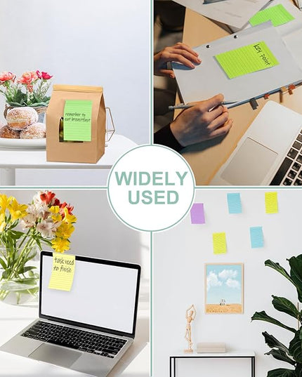 24 Pack Lined Sticky Notes 4X6 in Self Sticky Note Pads Colorful Post Stickies for Office, Home, School, Meeting, 50 Sheets/pad, (Light Color)