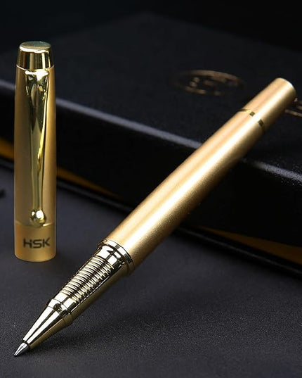 HSK Ballpoint Pens Luxury gift Pen Black Refill Line width 0.5mm,Best Ball Pen Gift Set for Men & Women Professional Executive,Office,Nice Pens Classy Gift Box (Gold)