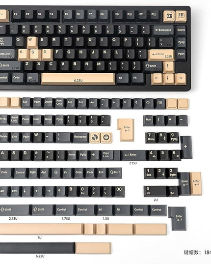 Sumgsn 173 Keys Doubleshot Keycaps Cherry Profile Apes Keycaps Set 7u Spacebar Fit for 61/64/87/104/108 Cherry Mx Switches ISO ANSI Layout Mechanical Keyboards Alice Keyboards