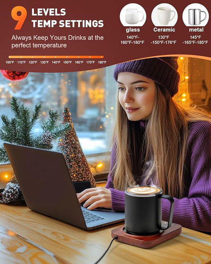 Kaoer Mug Warmer, Cup Warmer for Desk with 15oz Coffee Mug, 36W Electric Coffee Cup Warmer with Auto Shut Off, 9 Temperature Setting Smart Cup Warmer for Heating Coffee, Milk, Beverage, Candle Jar