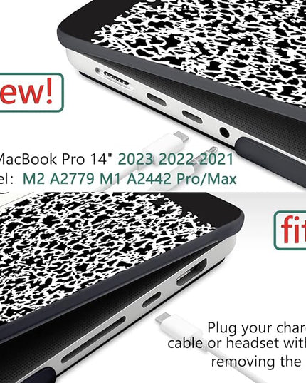 DONGKE Case for M5 MacBook Pro 14 inch 2025 2024-2021 M4 M3 M2 M1, Plastic Hard Shell Cover Compatible with A3434 A3112 A3401 A3185 A2992 A2779 A2442, Retina XDR Display & Touch ID, Composition Book