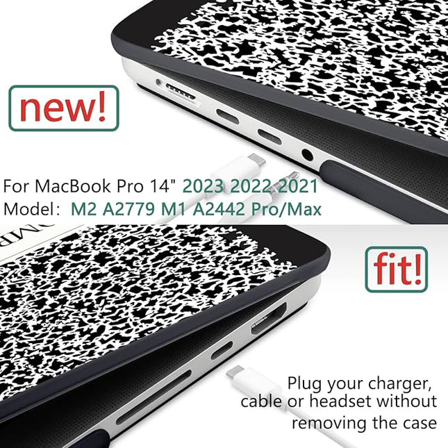 DONGKE Case for M5 MacBook Pro 14 inch 2025 2024-2021 M4 M3 M2 M1, Plastic Hard Shell Cover Compatible with A3434 A3112 A3401 A3185 A2992 A2779 A2442, Retina XDR Display & Touch ID, Composition Book