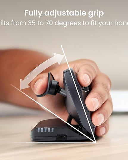 Contour Unimouse Ergonomic Vertical Mouse Adjustable 35°-70° Tilt Angle, 6 Programmable Buttons for Productivity, Customizable Thumb Rest for Wrist Pain Relief | Plug & Play Mac/PC - Wireless - Left