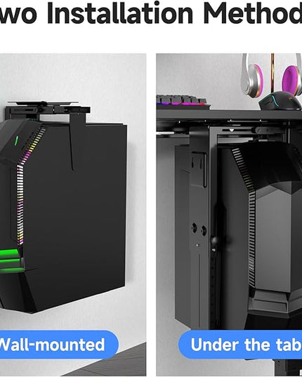 Suptek Adjustable Under Desk and Wall PC Mount,3.74 to 8.26 inch Wide Computer Case CPU Hanger Holder 360 Degree Rotatable Under-Desk PC Hanging Stand Holder Mount (ZJJ001)