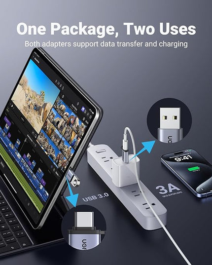 UGREEN USB to USB C Adapter 2 Pack,10Gbps USB C Female to USB Male Adapter Thunderbolt Compatible with iPhone 16 15, MacBook, iPad, Samsung Galaxy,Apple MagSafe Watch 9/8