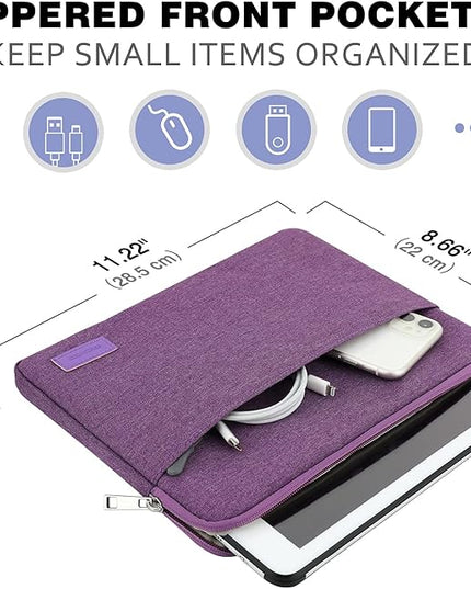 MoKo 9-11 Inch Tablet Sleeve Bag Carrying Case Fits New 11 inch iPad Air M3, iPad A16 2025, iPad Pro 11 M4/Air M2, iPad Air 5/4/3th, iPad 10/9/8/7th, Purple