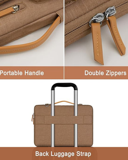 MOSISO 360 Protective Laptop Shoulder Bag,15-15.6 inch Computer Bags Compatible with MacBook Pro 16 inch, HP, Dell, Lenovo, Asus Notebook,Side Open Messenger Bag with 4 Zipper Pockets, Mocha