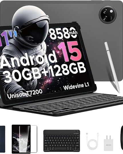 DOOGEE Tab A9 Pro+(2025) 11 inch Tablet with Keyboard,Android 15 Tablet with 90Hz Display,30GB+128GB/TF 2TB Octa-Core Gaming Tablets,8580mAh,1080P,BT 5.0+5G WiFi Tablets,13MP+5MP,Face ID/OTG