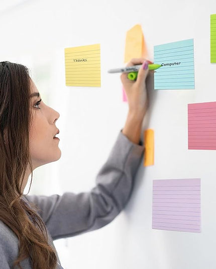 9 Pads Lined Sticky Notes 4x4 in Post, 9 Multi Colors Super Sticking Power Memo Pads, Strong Adhesive, 4x4 Sticky Notes Large Eeay for Office, School, Home Use