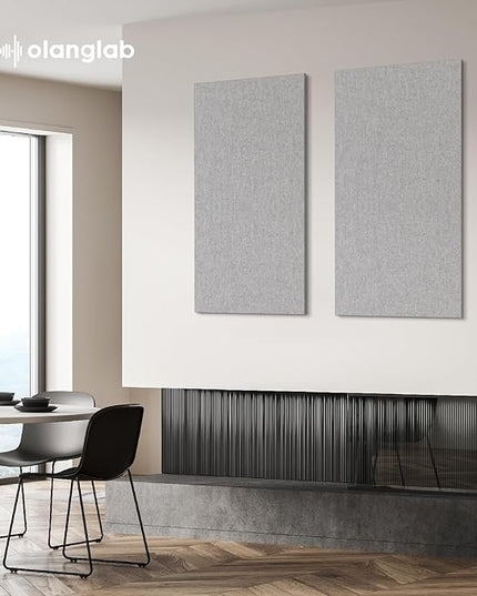 Olanglab Acoustic Panels 2 Pack, 48''x24'' Large Sound Panels, Fabric Wrapped Sound Proof Foam Panels for Walls, Sound Absorbing Panels for Recording Studio Acoustical Treatments (Light Grey)