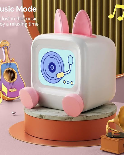 Small TV Audio Weather Clock,Weather Station,Robot Alarm Clock,Desktop Decoration, Retro Mini Small Cute Speaker
