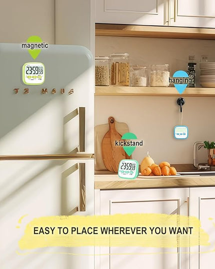 Antonki 2 Pack Classroom Timers for Kids Teachers, Magnetic Countdown Digital Kitchen Timer for Cooking, Study, Exercise, Games, Time Mangement - Loud/Silent Mode - Battery Included