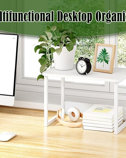 MARTY Printer Stand with Storage for Desk, Desktop Printer Stand Shelf Organzier for Home/Office Heavy Duty Printer Riser Under Desk Small Printer Table for Fax Machine Copier Scanner(White)