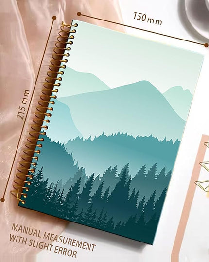 iampanda Spiral Journal Notebook,Strong Twin-Wire Binding with Premium Paper for Girl Women,60 Sheets A5 College Ruled Notebook/Journal,Perfect for School Office Home Gifts,Beautiful Green Mountain