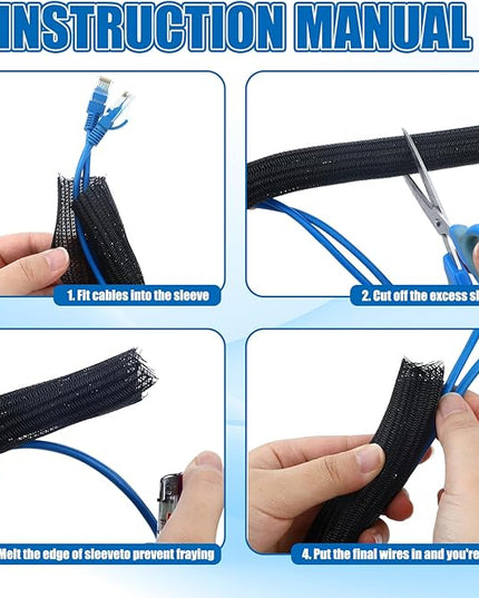 Pangda 50ft Split Wire Loom Tubing Flame Retardant Braided Cable Sleeve Split High Temperature Cable Conduit Auto Wire Conduit for Industrial Electrical Tinsel Automotive Marine (100 Ft, 1/2")
