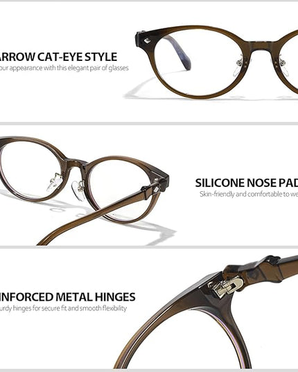 IGnaef Blue Light Blocking Glasses for Women, Oval Frame Bluelight Glasses for Gaming/Computer/Screen BL6216