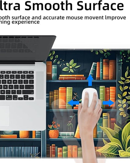Galdas Gaming Mouse Pad XXL XL Large Long Extended Big Mousepad Non-Slip Rubber Keyboard Mouse Pad with Stitched Edges for Laptop Home Office (31.5x11.8x0.08 Inch) -Books