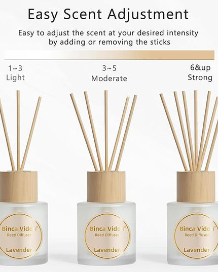 Reed Diffuser Set of 3, Binca Vidou Lavender, Jasmine & White Tea, Sage & Sea Salt Natural Scent Oil Diffusers with Sticks for Home Office Bathroom Aromatherapy Decor 1.69oz x 3