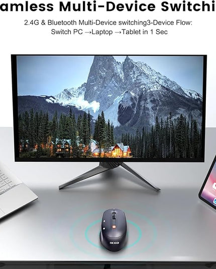 AI Wireless Mouse for PC Laptop Bluetooth Mouse with AI Assistants & Voice Typing 5-Speed DPI Adjustable Ergonomic Design for Office Remote Work High-Performance Device for Professionals Students