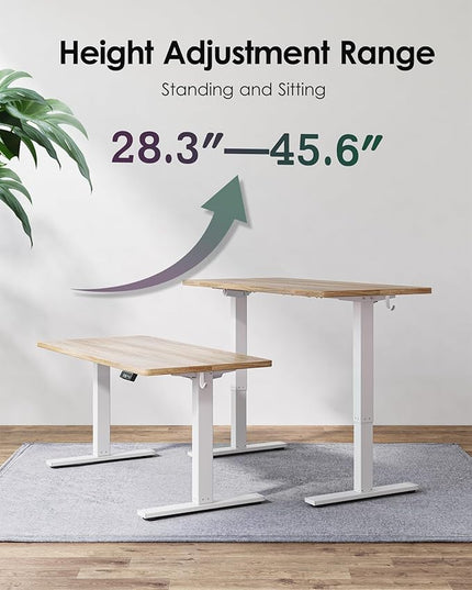 TIQLAB Height Adjustable Electric Standing Desk, 40 x 24 inch, Sit Stand Up Desk, Splice Board, Computer Home Office Desk, Maple Top