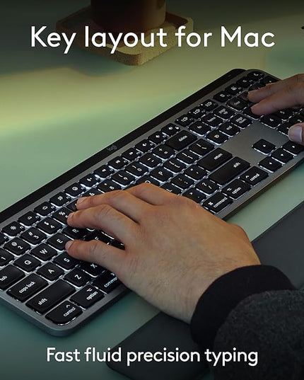 Logitech MX Keys S Combo for Mac, Wireless Keyboard and Mouse with Palm Rest, Backlit Keyboard, Fast Scroll Wireless Mouse, Bluetooth USB C for MacBook Pro, MacBook Air, iMac, iPad - Space Grey