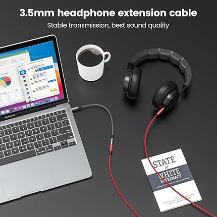 MOSWAG 3.28FT/1Meter 3.5mm Extension Cable Audio Male to Female Stereo Extension Adapter Nylon Braided Cord Compatible for Home/Car Stereos Smartphones Headphones Tablets Media Players and More