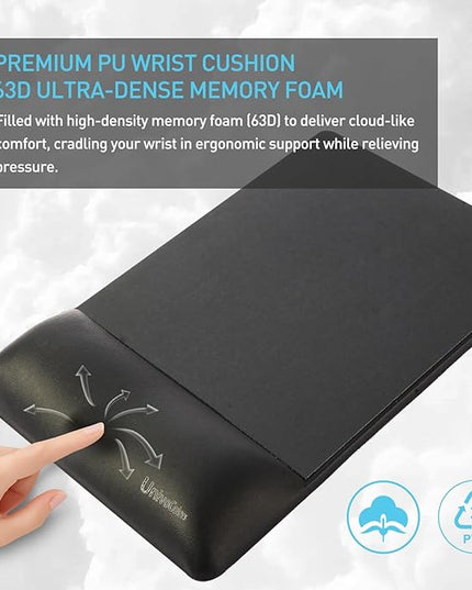 univo colors Design-Wave Wrist Rest Mouce Pad,PE Mouse Sliding Panel+Artificial Sheepskin+Memory Foam+Ergonomic+Anti-Slip Gel,Resilience Support During Work and Gaming,Mouce Accessory,Pink