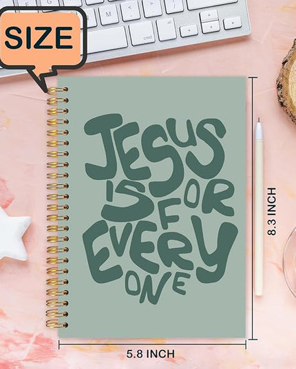 Sage Green Christian Spiral Journal Notebook 5.5x8.3in, Bible Scripture Journal for Woman, Jesus Is for Everyone Inspirational Religious Notebooks for Note Taking, Hardcover Notebook