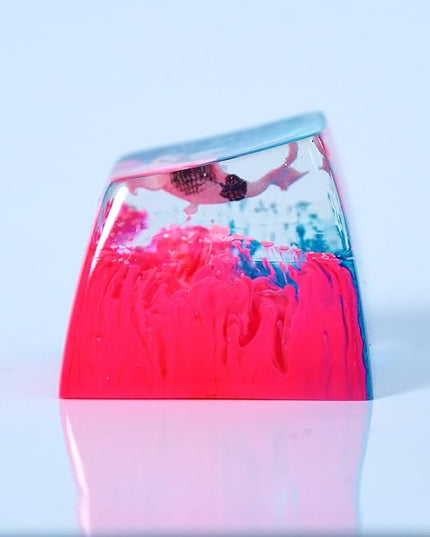Kohaku Koi Fish Artisan Keycap Blue and Pink Ocean Coral Reef R1 SA Profile Custom Keycaps 1U ESC Handmade Gaming Resin Key Cap Cherry MX Switch Compatible Mechanical Keyboard Koi Lover Gift