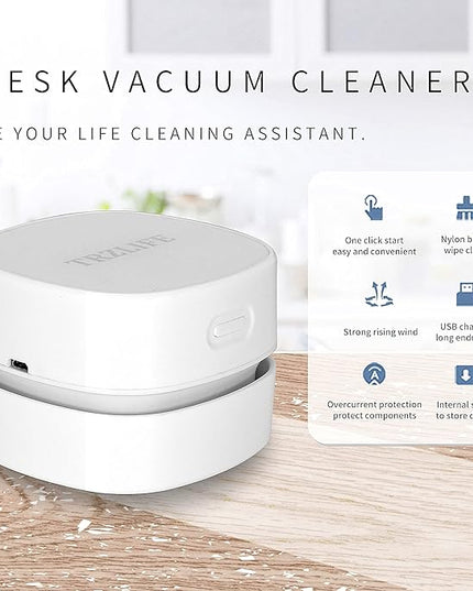 TRZLIFE Desk Vacuum Cleaner, Rechargeable and Durable Mini Desktop Vacuum with Bonus Accessories Desk Cleaner Sucks Tiny Items and Crumbs from Desktop Drawer Countertop Ideal as a Valentine's Day gift