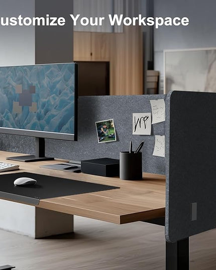 Desk Privacy Panel,2PCS L-Shaped Clamp-On Office Desk Divider,2-in-1 Adjustable Acoustic Desktop Partition Or Under Desk Modesty Screen,for Office,Home,Felt (Grey, 47.2" x 15.7")
