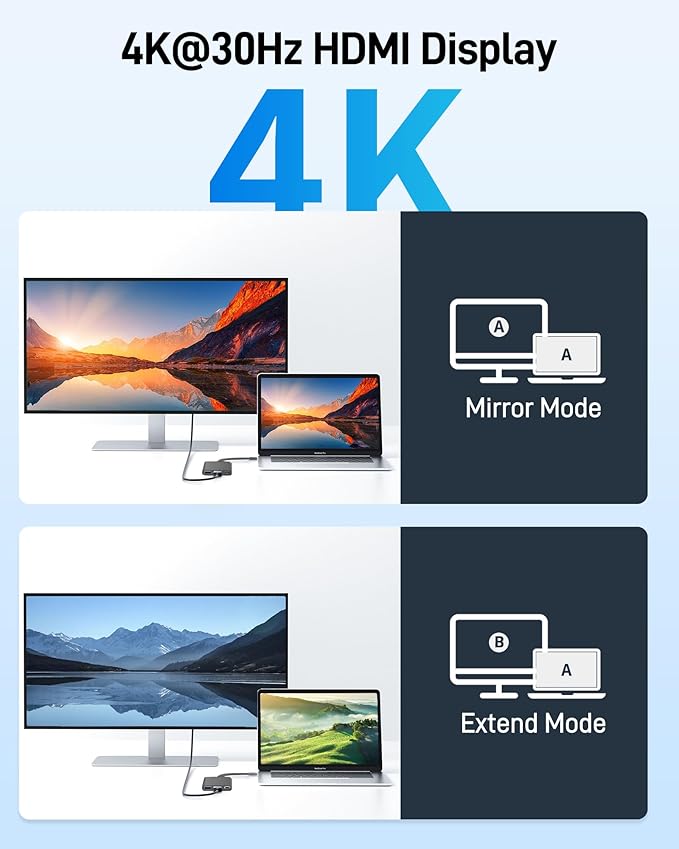 Acer USB C to HDMI Adapter, 4K USB C Hub with 100W PD, USBA 3.0 Port, HDMI to USBC Multiport Digital AV Converter for MacBook Pro/Air, iPad, Tablets, TV, Monitor and More (Black)