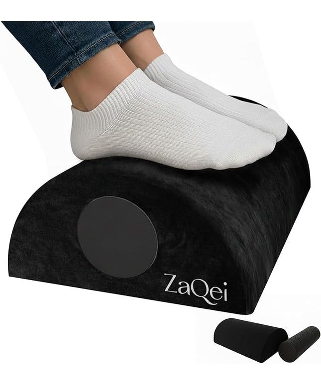 Foot Rest Under Desk Ergonomic Velvet Footstool with Massage Roller Improves Posture Relieves Plantar Fasciitis Reduces Fatigue for Office Home Gaming Adjustable Non Slip Washable Cover