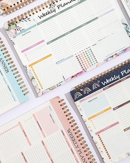Weekly Planner, 52 Pages Undated Daily List Schedule Notebook Time Management Memo Pad for Office, Home Planning & School Scheduling (Pattern-E)